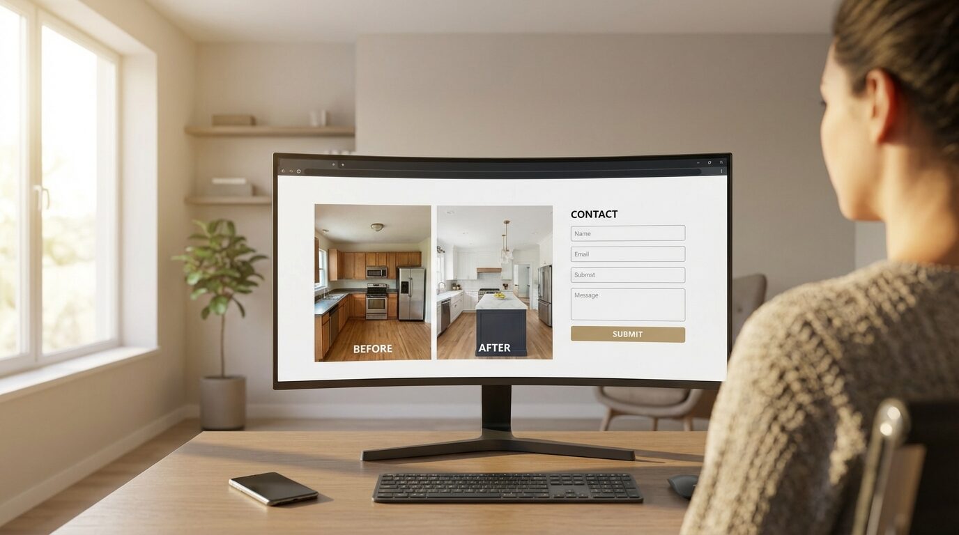 Homeowner browsing contractor website
